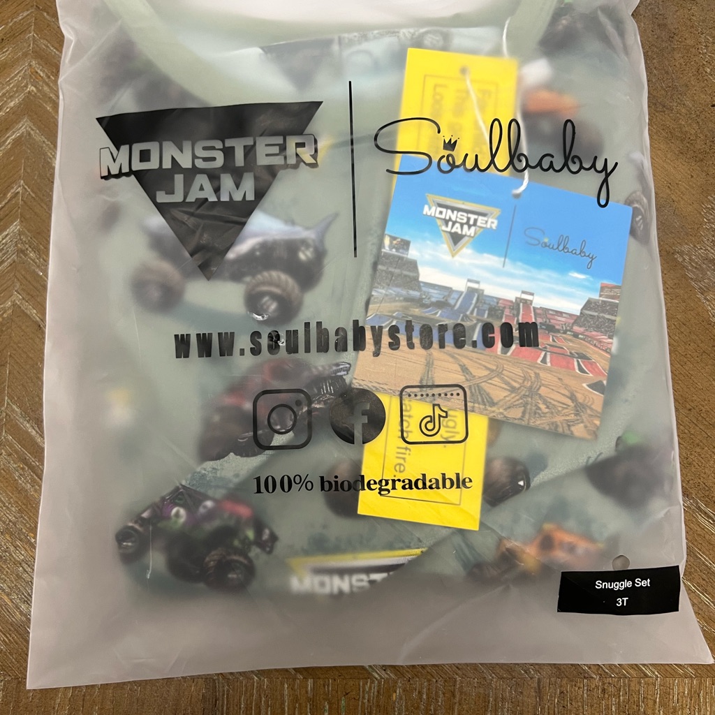 Soul Baby X Monster Jam Bamboo Grave Digger Nwt